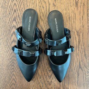 Marc Fisher ROCK STUD studded strap mule Black Size 7 ROCKSTUD